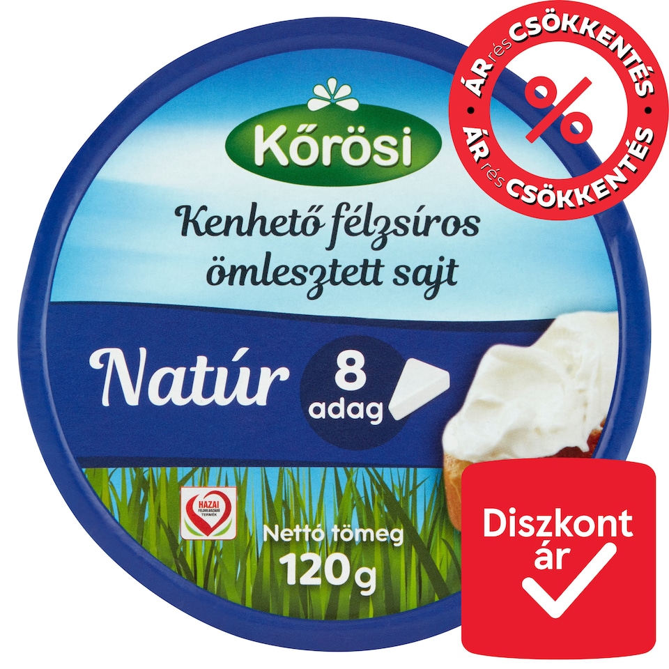 Kőrösi natúr kenhető félzsíros ömlesztett sajt 8 db 120 g  1. kép