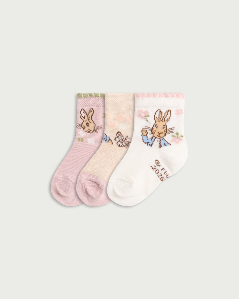 Peter Rabbit 3-Pack Cotton Blend Ankle Socks in Multi