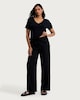 image 1 of F&F Linen Rich Wide Leg Drawstring Trousers in Black