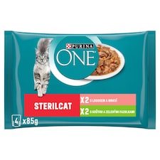 Purina ONE Sterilised Cat Pouches Turkey, Salmon in Juice 4 x 85 g