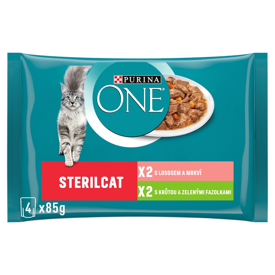 image 1 of Purina ONE Sterilised Cat Pouches Turkey, Salmon in Juice 4 x 85 g