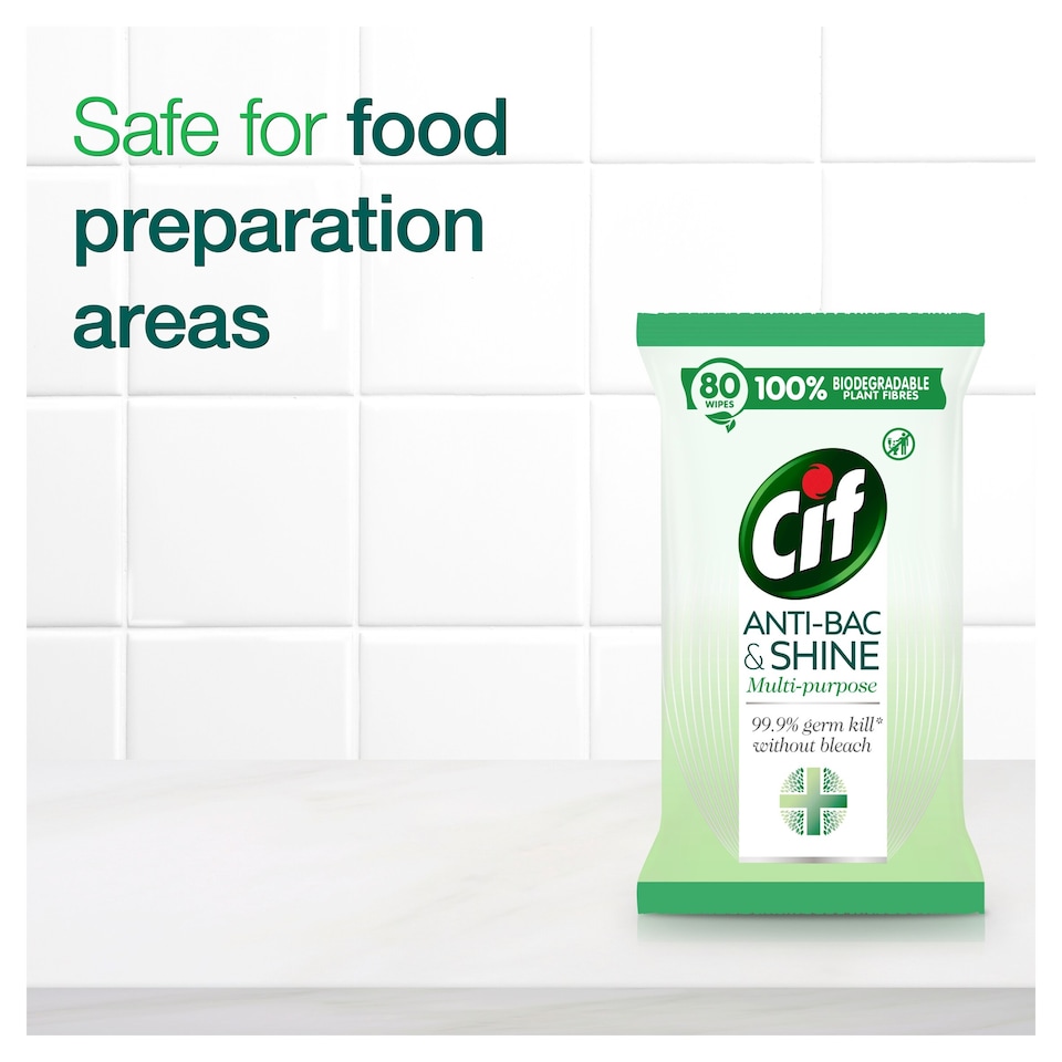 image 1 of Cif Anti-Bacterial And Shine Multi Purpose Cleaning Wipes 80S