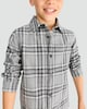 image 2 of F&F Boys Pure Cotton Check Print Long Sleeved Shirt in Grey