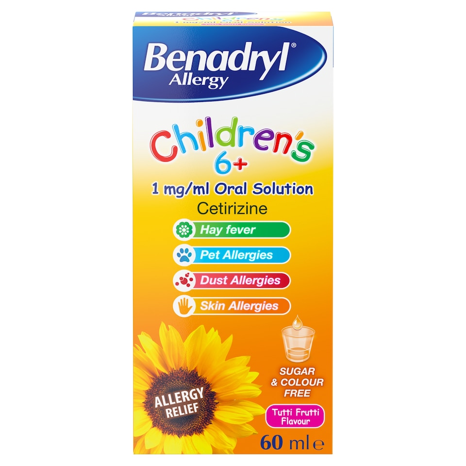 image 1 of BENADRYL ALLERGY CHILDRENS MEDICINE 6YR + TUTTI FRUTTI FLAVOUR 60ML