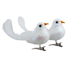 Tesco 2 Pack White Bird Decorations