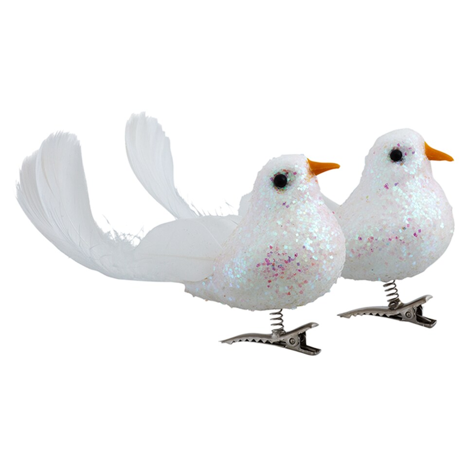 Tesco 2 Pack White Bird Decorations
