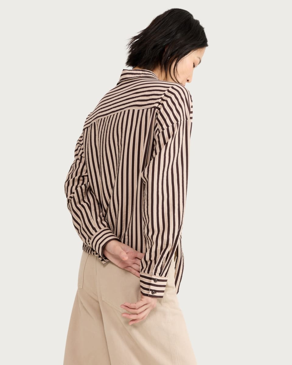 image 1 of F&F Stripe Tie Front Shirt in Neutral