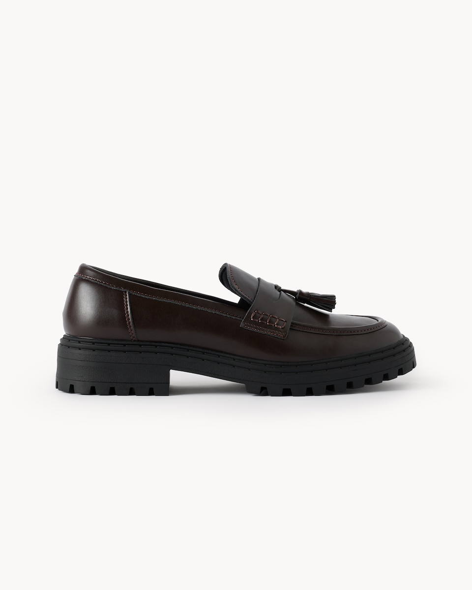 image 1 of F&F Tassel Trim Chunky Loafers in Brown