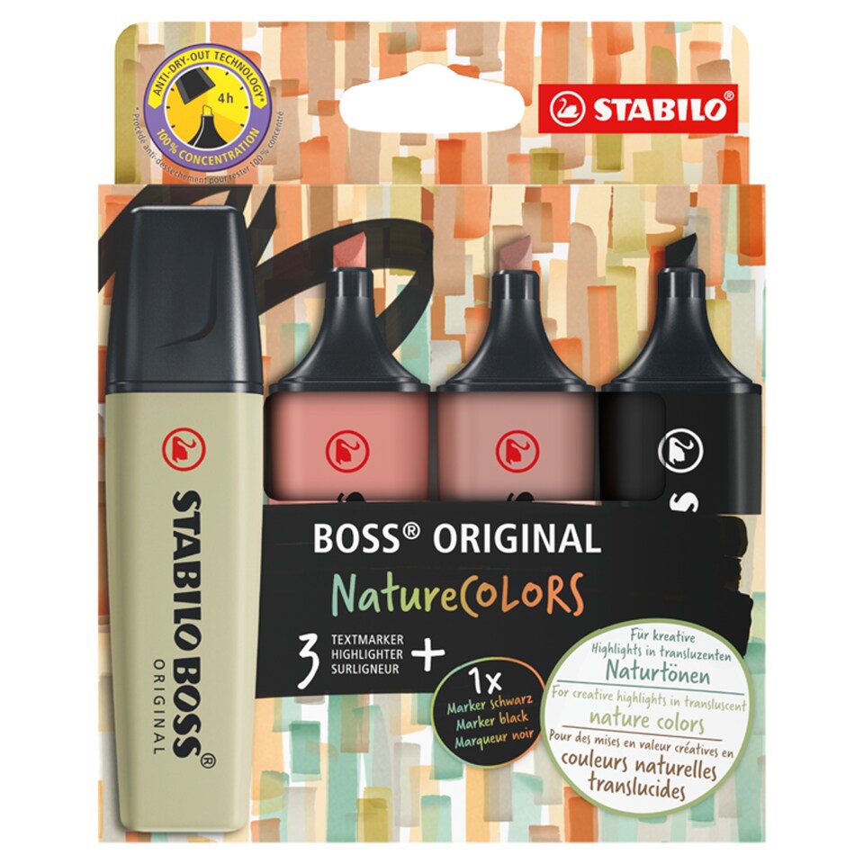 Stabilo Boss Original Nature Colors zvýrazňovače sada 4 ks