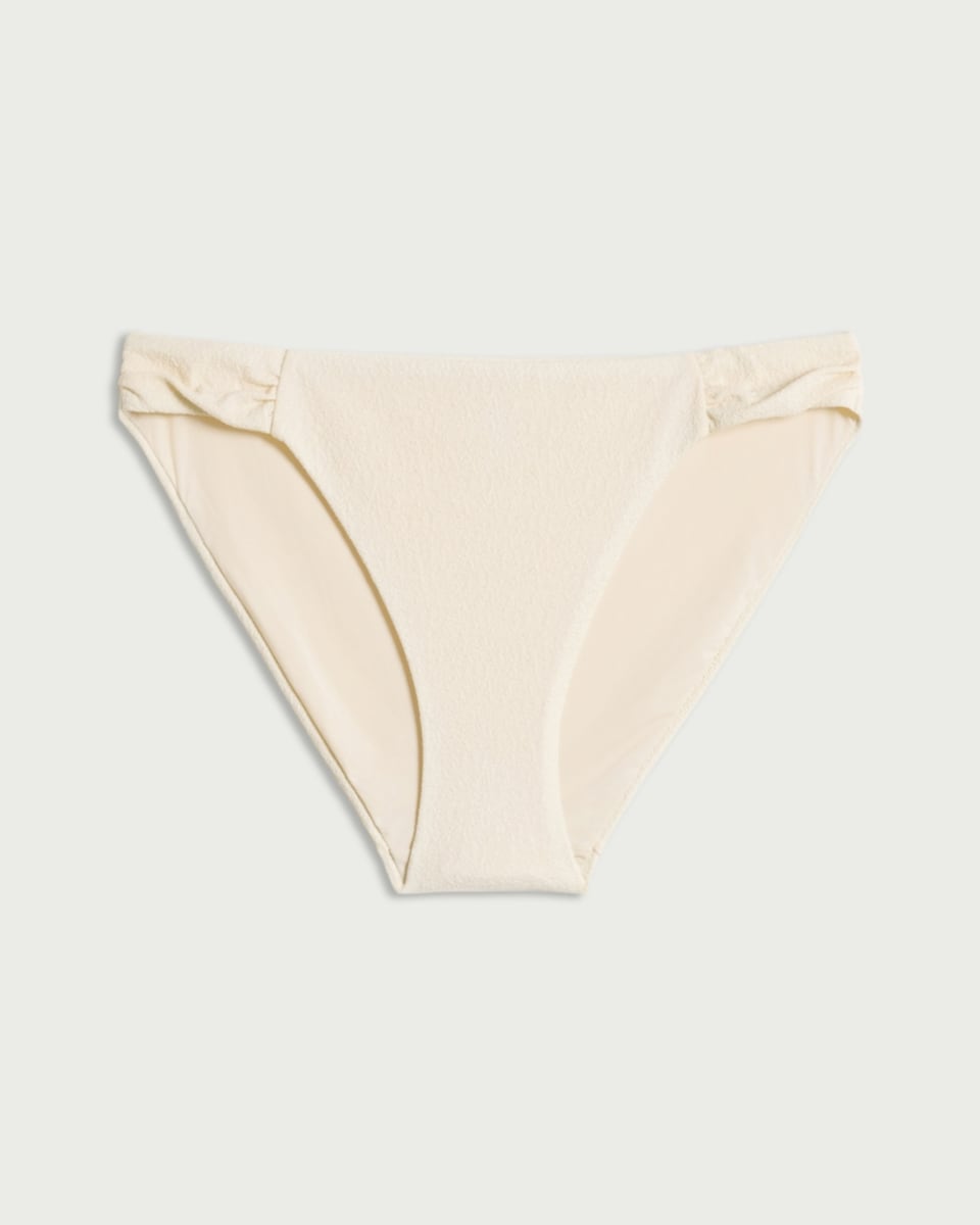 image 1 of F&F Textured High Leg Bikini Bottoms in Cream