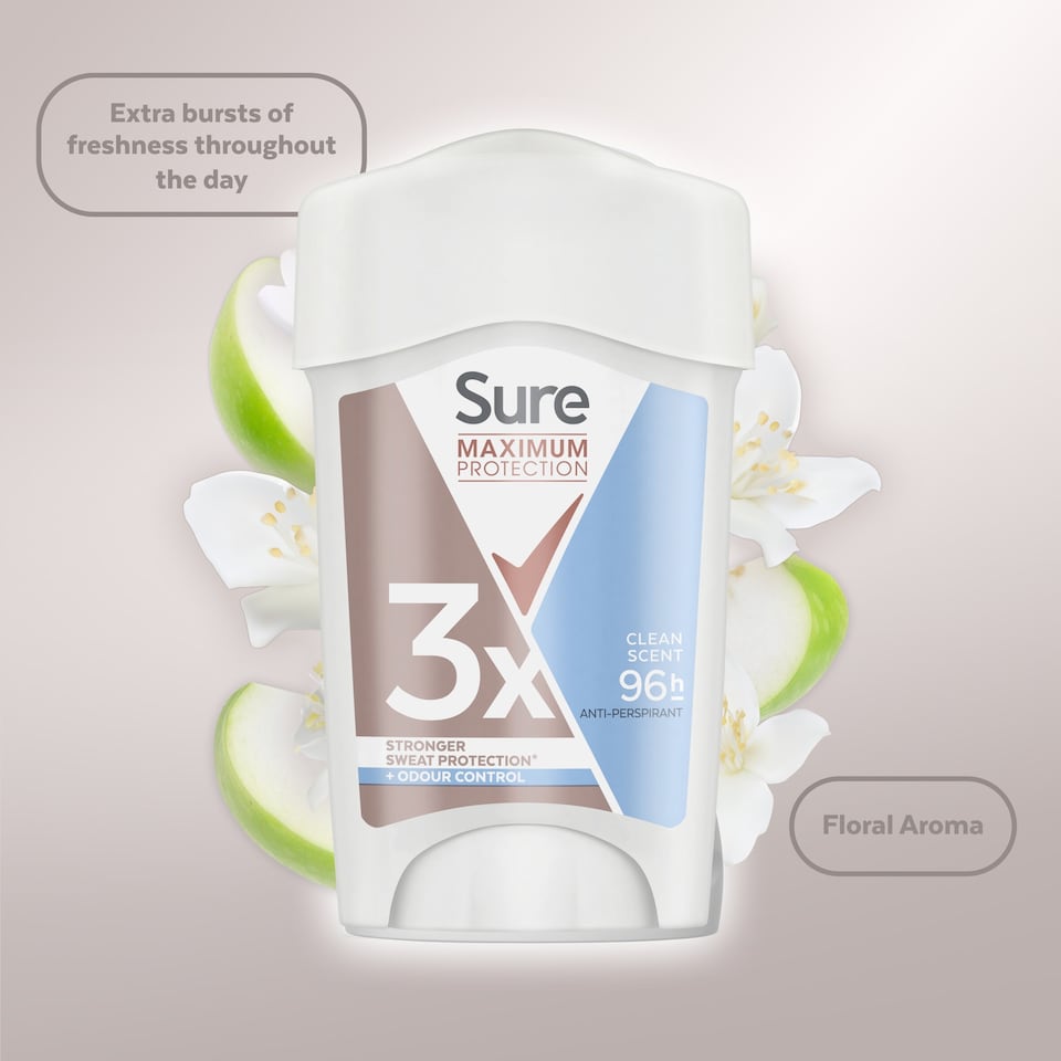 image 1 of Sure Women Clean Scent 96h Maximum Protection Antiperspirant Deodorant Cream 45ml