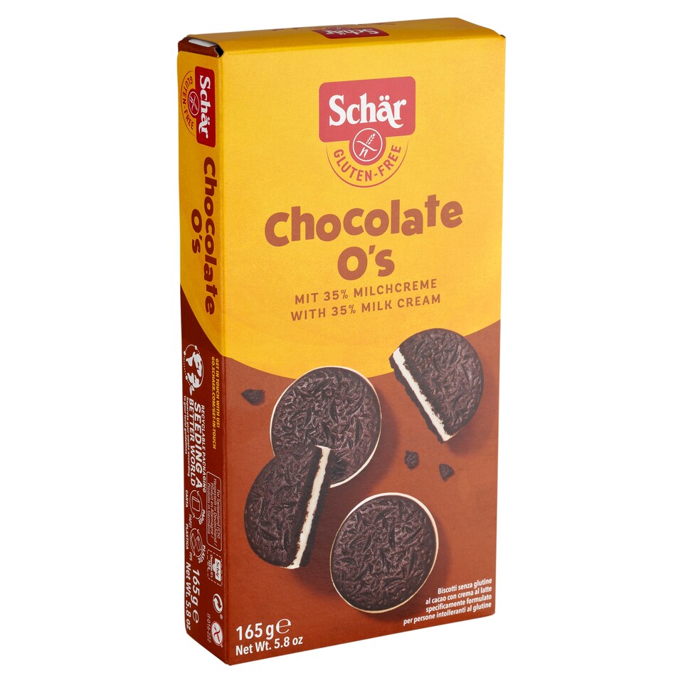 image 1 of Schär Chocolate O's Gluten-Free Cocoa Biscuits with Milk Cream Filling 165 g