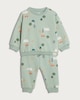image 1 of F&F Baby 2-Piece Cotton Rich Adventure Print Sweatshirt and Joggers Set in Green