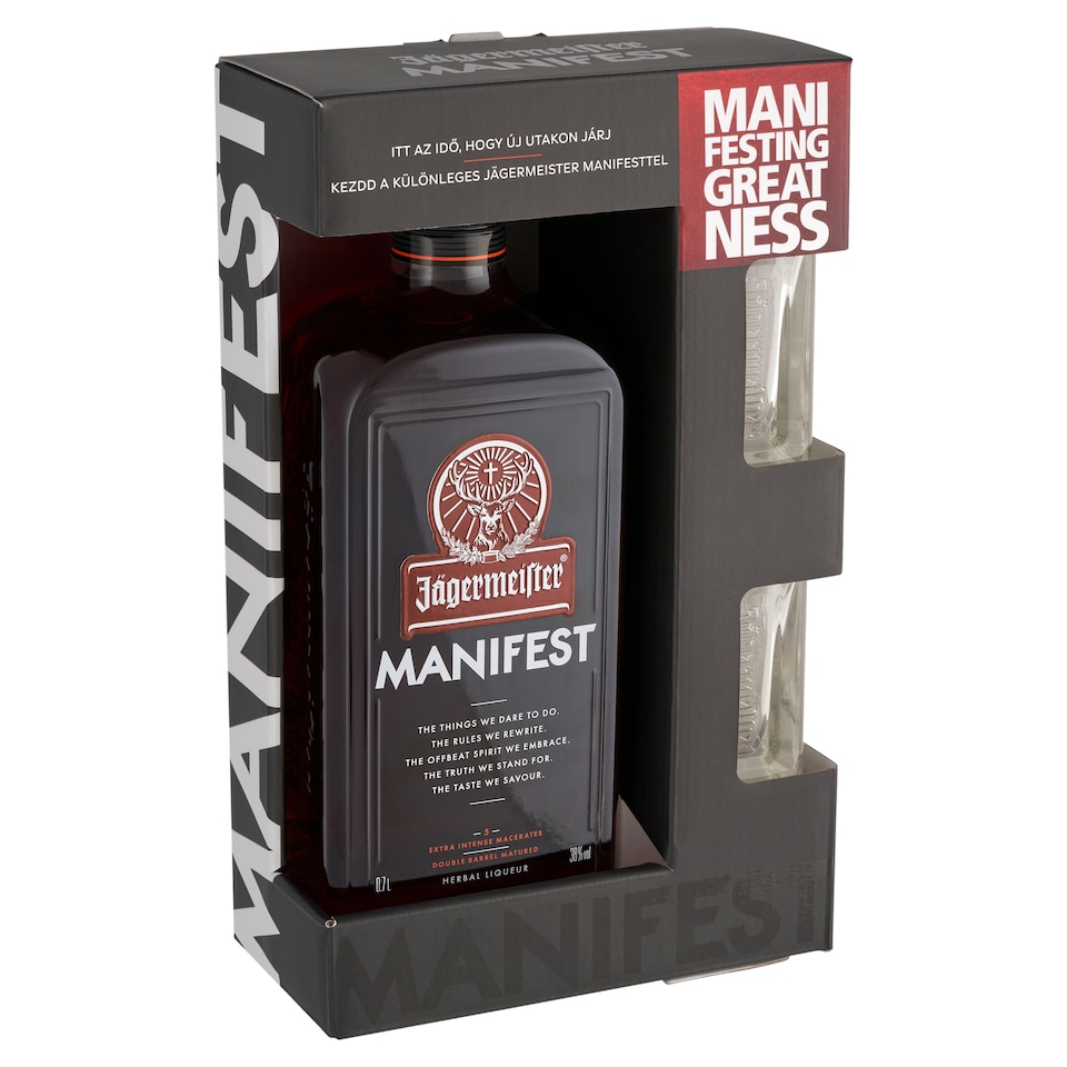 Jägermeister Manifest gyógynövénylikőr 2 pohárral 38% 0,7 l  1. kép