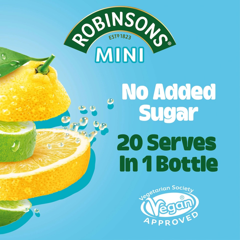 image 1 of Robinsons Mini Lemon & Lime No Added Sugar Squash 66Ml