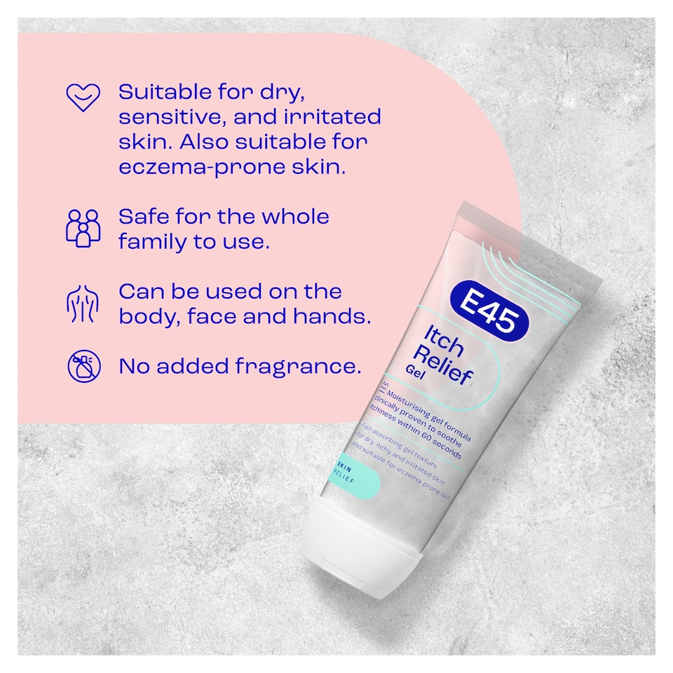 image 1 of E45 Itch Relief Gel Moisturiser for Irritated & Dry Skin 100ml
