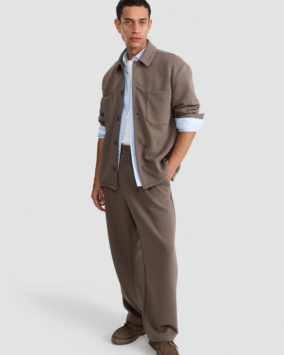 image 1 of The F&F Edit Cupro Co-ord Shirt Jacket in Brown