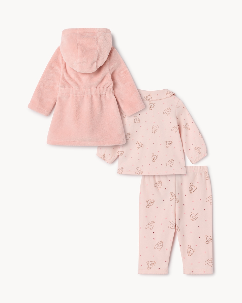 image 1 of Bambi Fleece Dressing Gown and Pyjamas Set in Pink