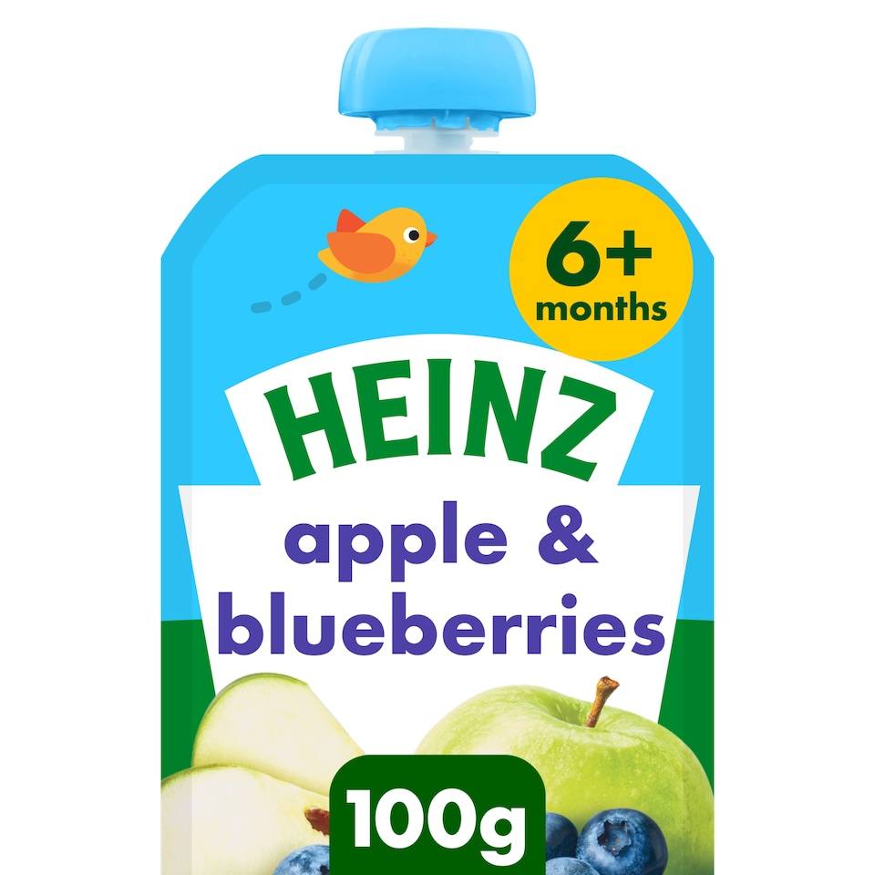 image 1 of Heinz Apple & Blueberry Puree Baby Food Pouch 100g