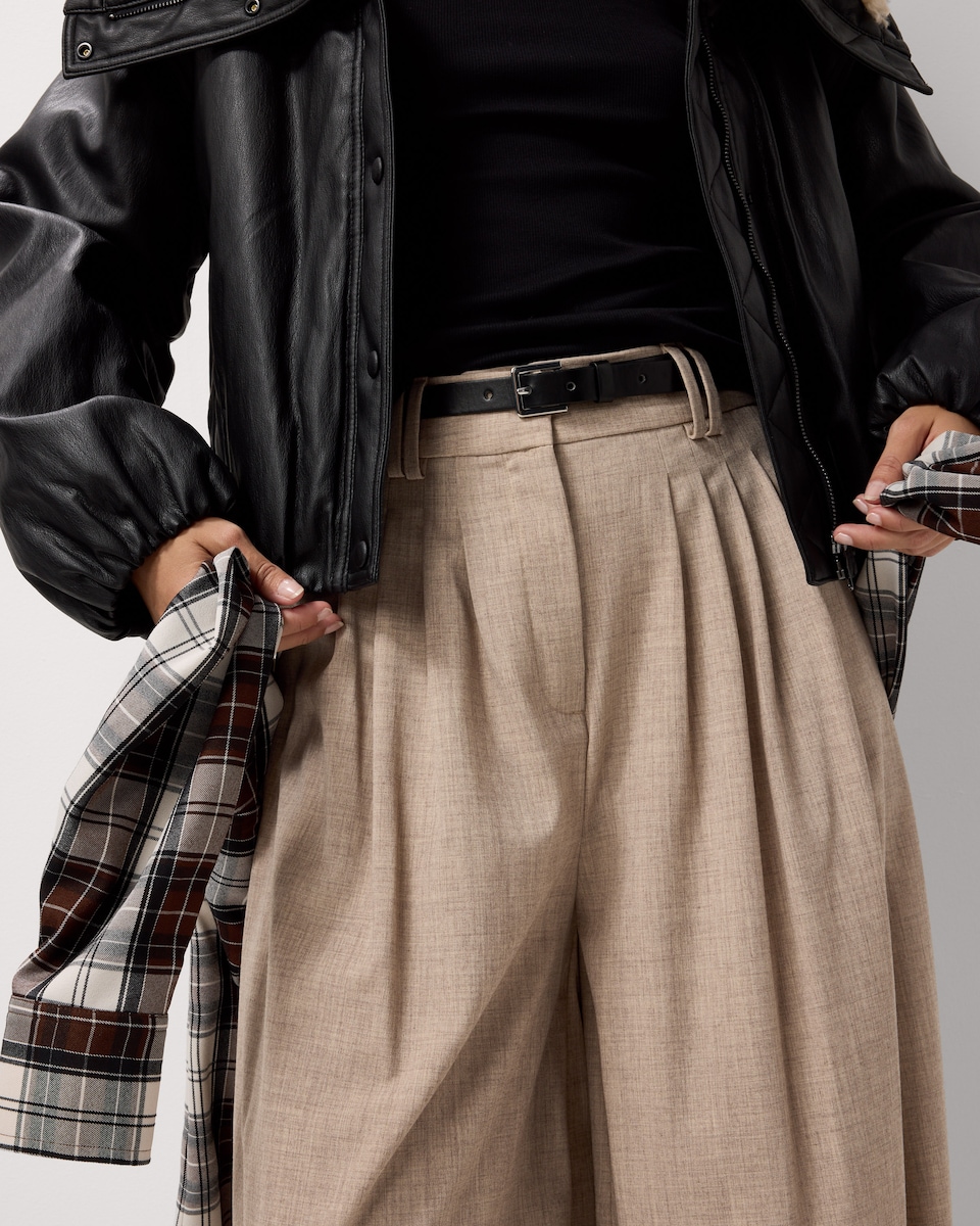 image 1 of F&F Belted Balloon Leg Trousers in Beige