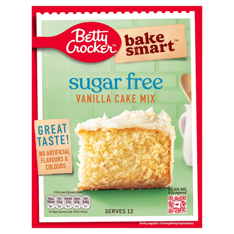 Betty Crocker Bake Smart Sugar Free Vanilla Cake Mix 350g