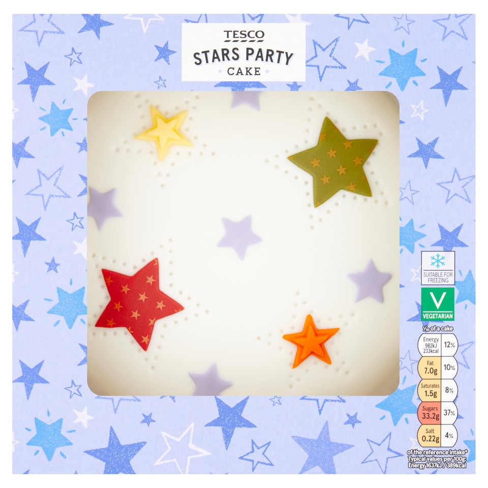 Tesco Stars Party Cake - Buttercream and Raspberry Jam