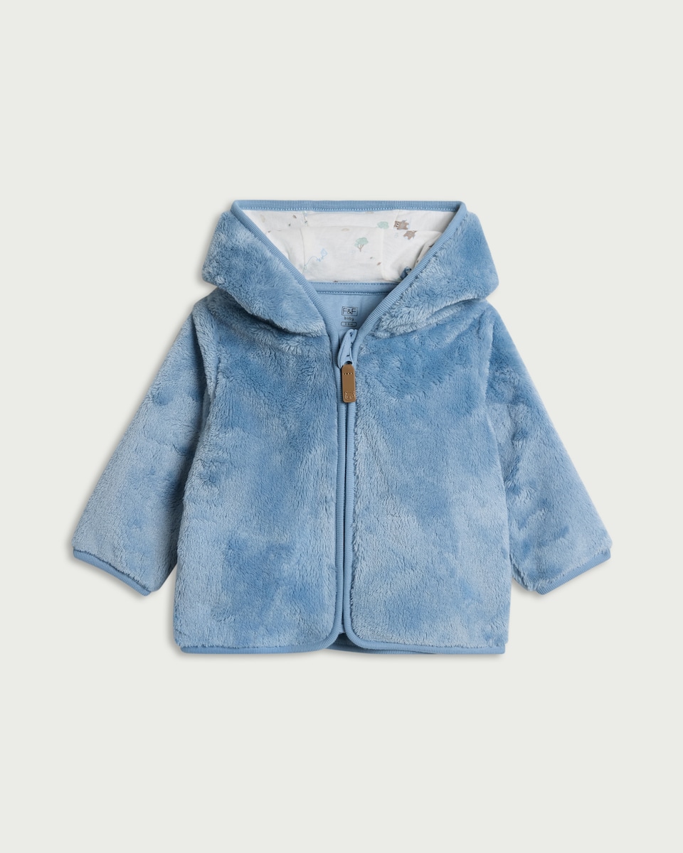 image 1 of F&F Baby Fleece Hooded Jacket in Blue