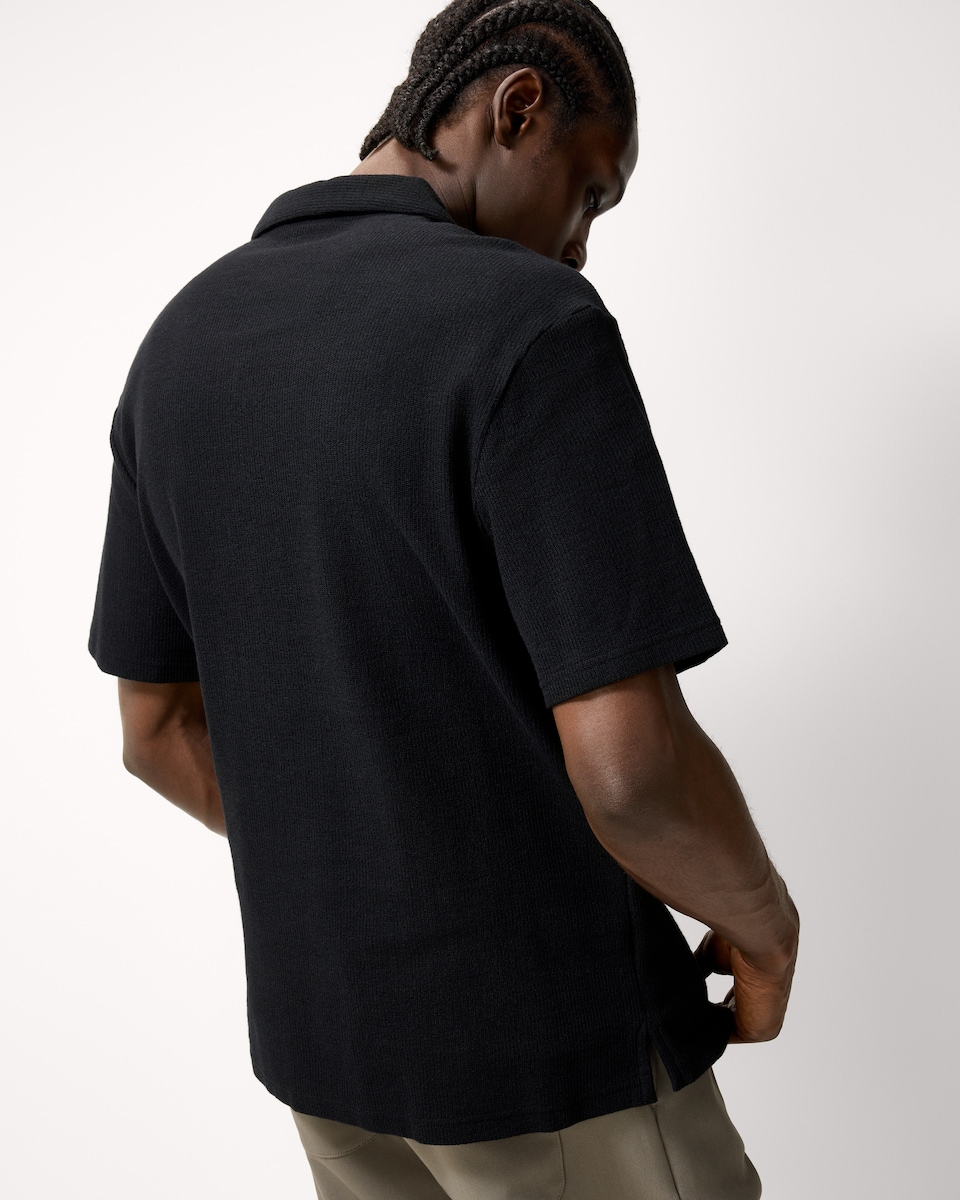 image 1 of F&F Textured Short Sleeved Collared Shirt in Black
