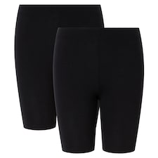 F&F School Unisex 2-Pack Cotton Rich Cycling Shorts in Black