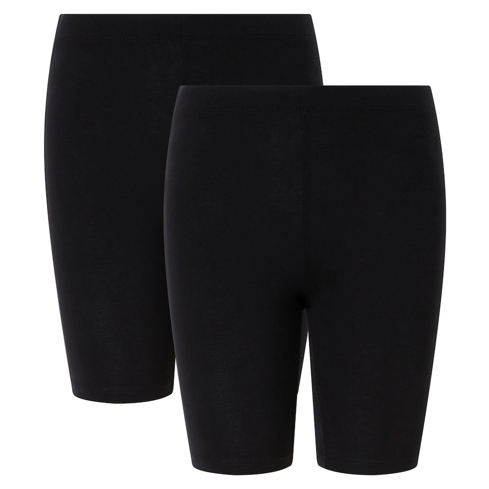 F&F School Unisex 2-Pack Cotton Rich Cycling Shorts in Black
