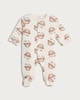 image 1 of F&F Baby Cotton Rich Little Bear Padded Sleepsuit in White