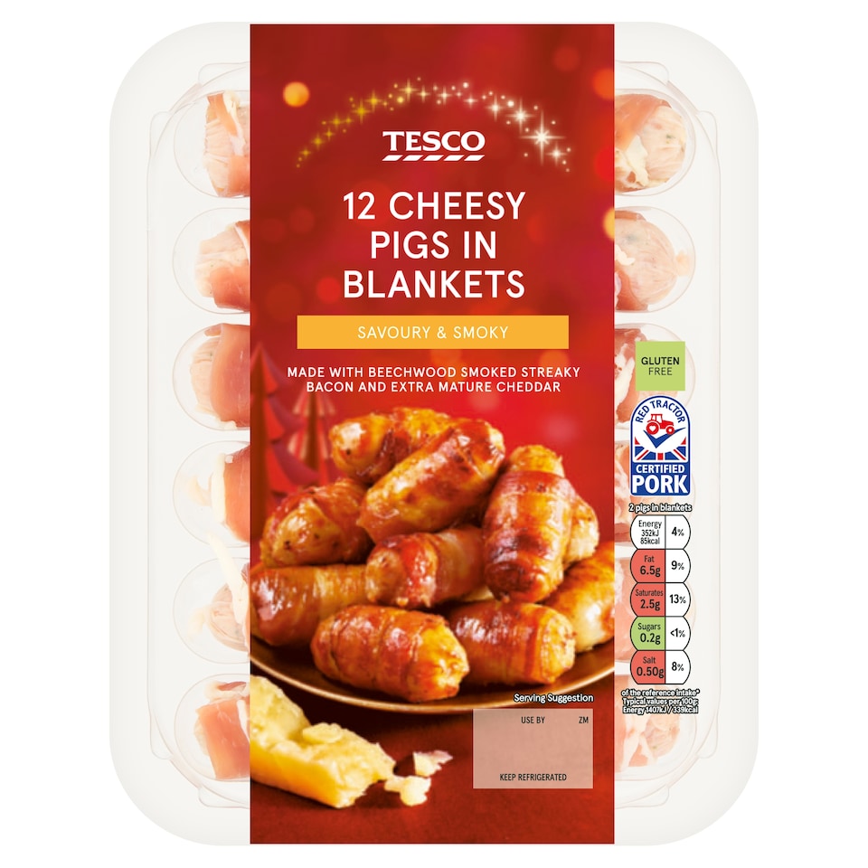 Tesco 12 Cheesy Pigs In Blankets 222G