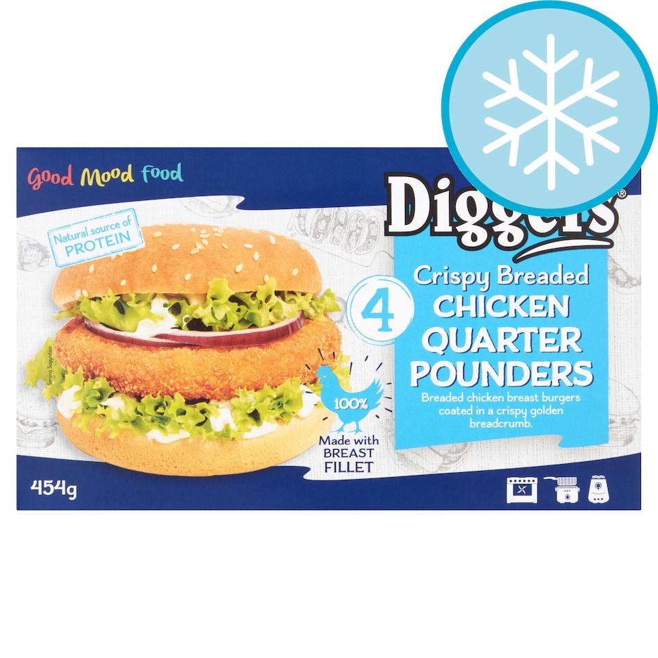 Diggers 4 Brded Chicken Quarter Pounders 454G