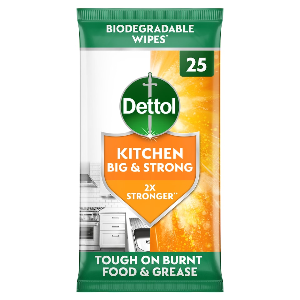 image 1 of Dettol Big & Strong Kitchen Surface Cleaning Wipes 25 Pack