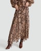 image 2 of F&F Snake Print Handkerchief Hem Midi Skirt in Multi Brown