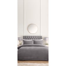 West Park Silver Leaf Pinsonic Velvet Duvet Set King