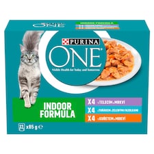 Purina ONE Indoor Pouches for Cats Chicken, Tuna, Veal in Juice 12 x 85g