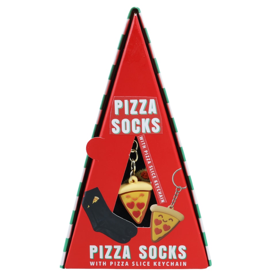 image 1 of Blue Sky Sock and Keyring Gift Set Pizza / Coffee Assortment