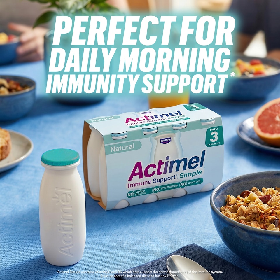 image 1 of Actimel Immune Support Simple No Added Sugar Yoghurt Drink 8x100g