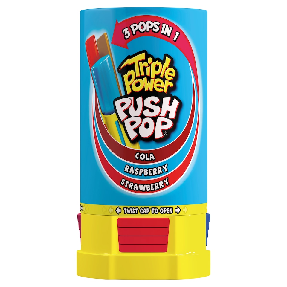 Bazooka Triple Power Push Pops Candy 3 In 1 34G