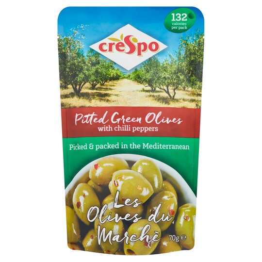 Crespo Olives With Chilli Pepper 70G Tesco Groceries