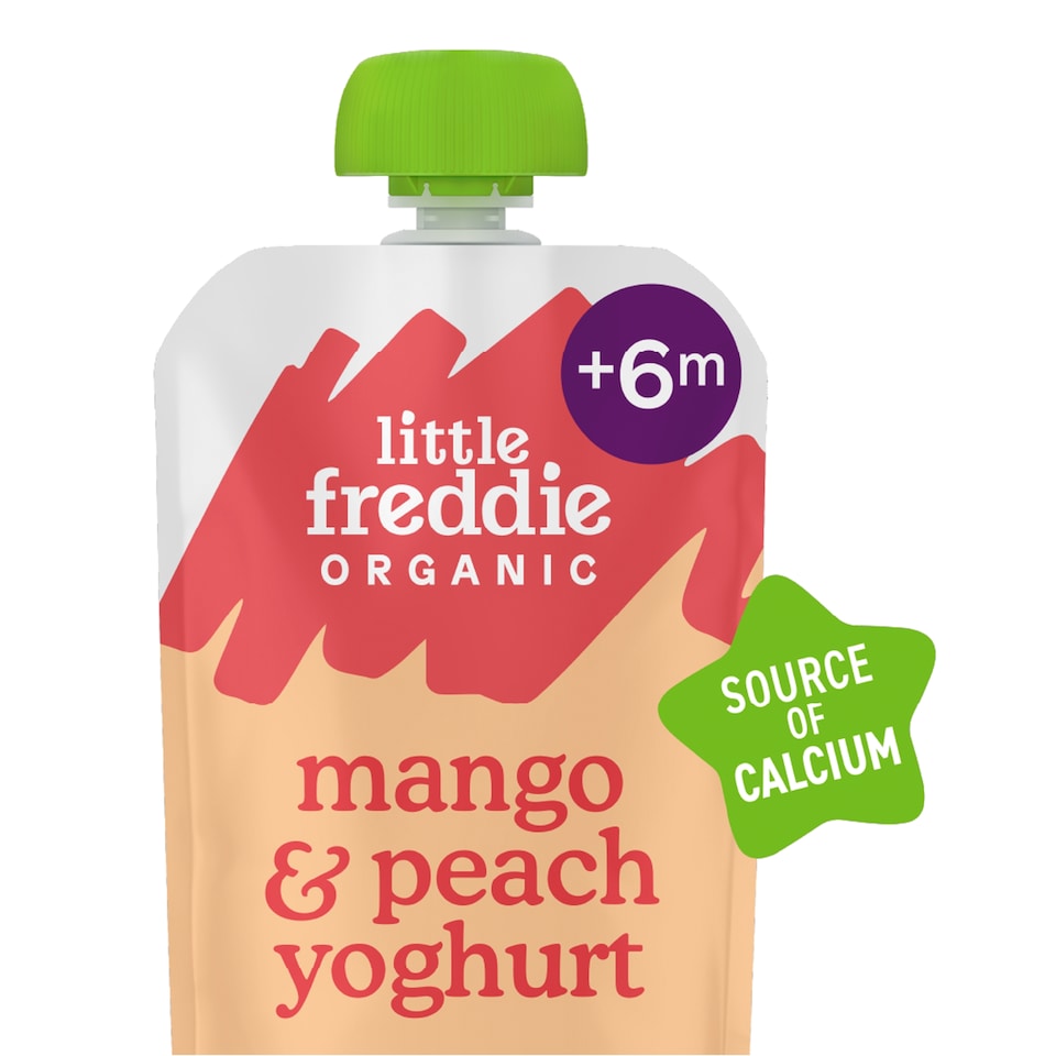 Little Freddie Organic Mango & Peach Greek Style Yoghurt Baby Food Pouch 6+ Months 100g