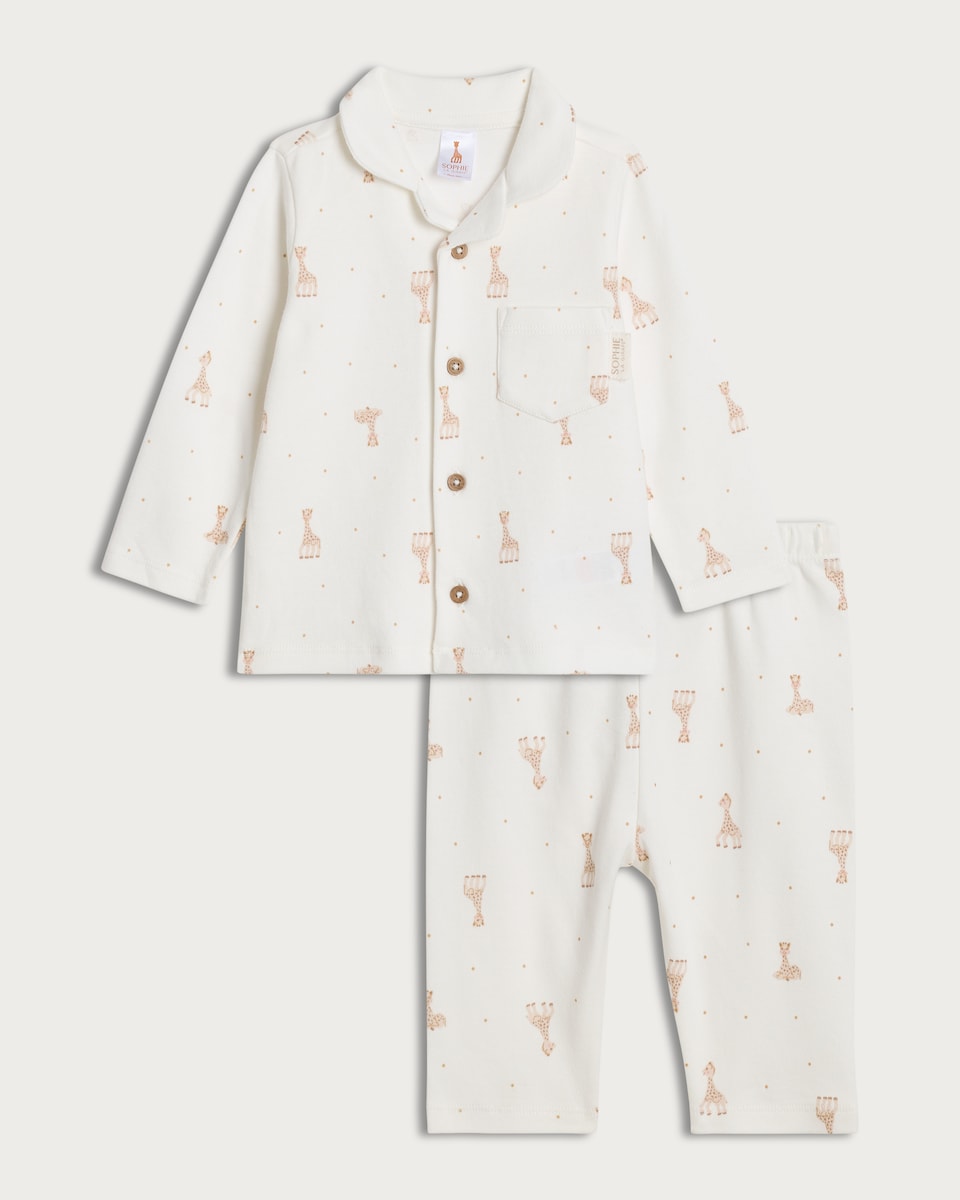 image 1 of Sophie La Girafe Printed Pyjama Set in Multi White