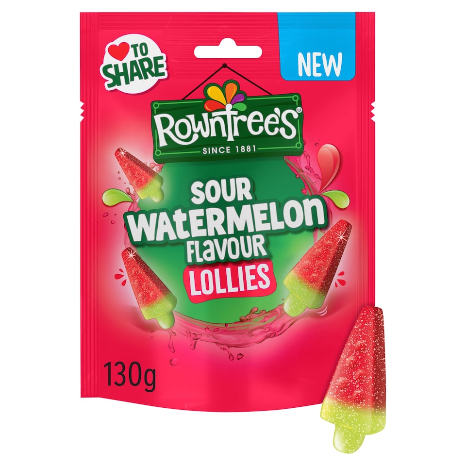 image 1 of Rowntrees Sour Watermelon Flavour Lollies 130g