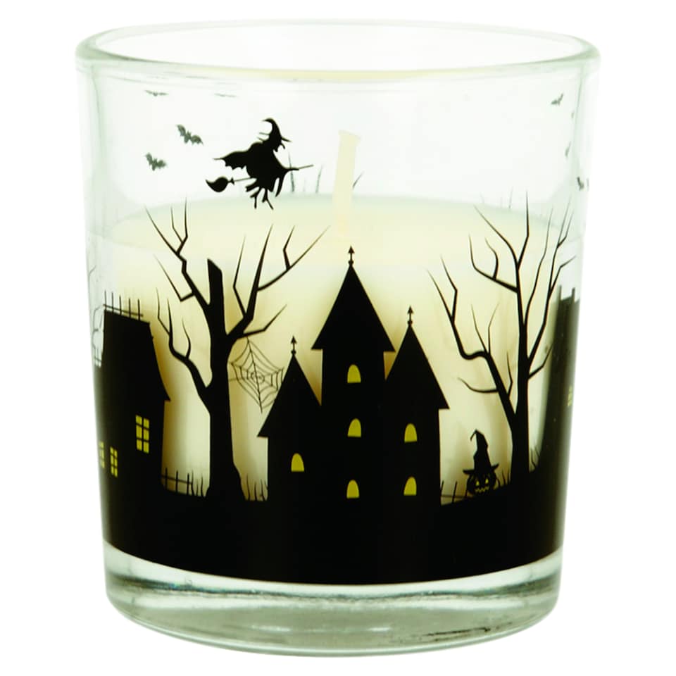 Tesco Halloween boszorkány matricás, illatosított gyertya 95 g