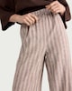 image 1 of F&F Linen Rich Striped Wide Leg Drawstring Trousers in Brown