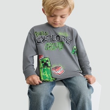 Minecraft Creeper Explore Create Pure Cotton Top in Grey