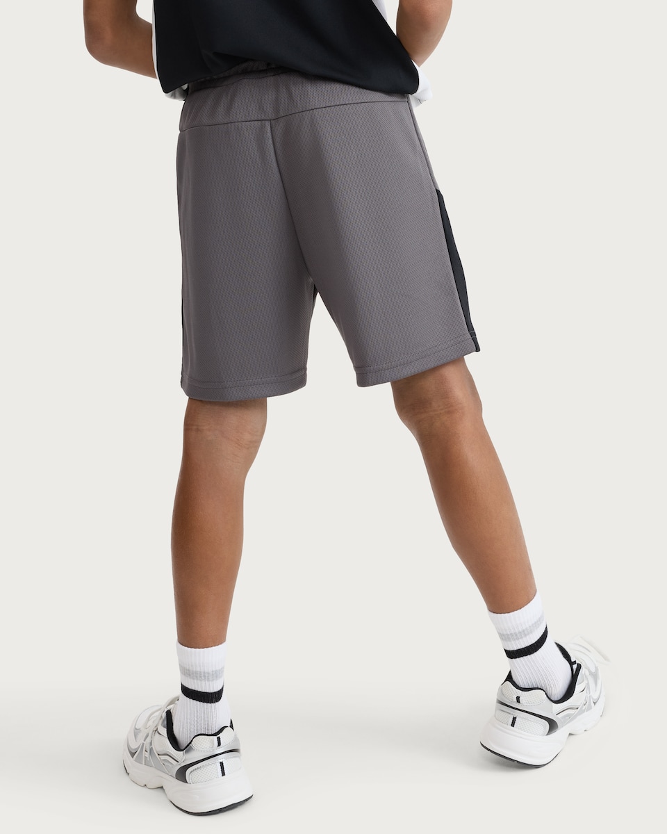 image 1 of F&F Active Boys Mesh Panel Sports Shorts in Grey
