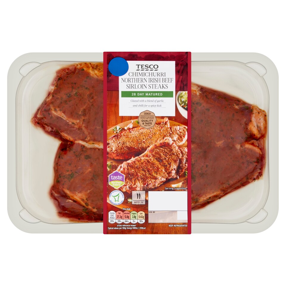Tesco Chimichurri Northern Irish Beef Sirloin Steaks 400g