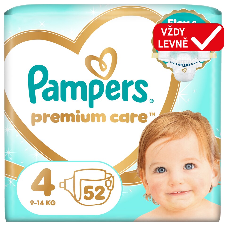 Obrázek 1 pro produkt Pampers Premium Care Velikost 4, 52 Plenek, 9kg-14kg